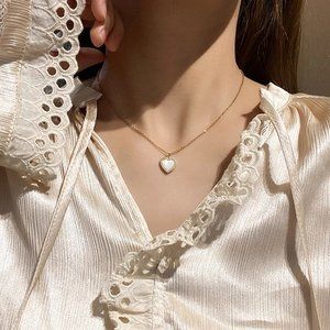 14K Gold Plated Heart Shaped Opal Pendant Necklace Women Wedding